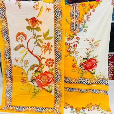 New Kashmiri 100% Cotton Three Piece  for Women– Unstitched Dress