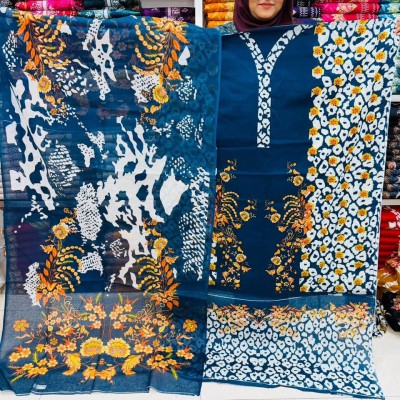 New Kashmiri 100% Cotton Three Piece  for Women– Unstitched Dress