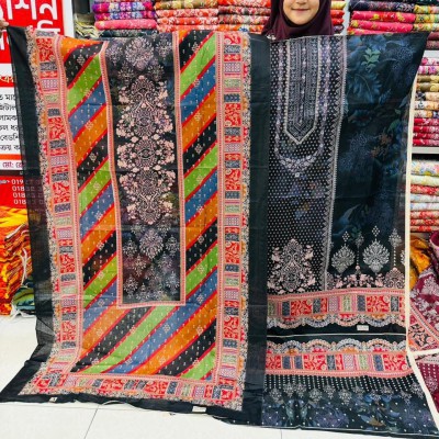 New Kashmiri 100% Cotton Three Piece  for Women– Unstitched Dress