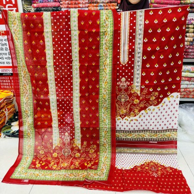 New Kashmiri 100% Cotton Three Piece for Women– Unstitched Dress