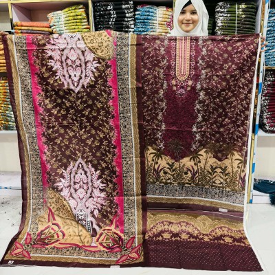 New Kashmiri 100% Cotton Three Piece for Women– Unstitched Dress