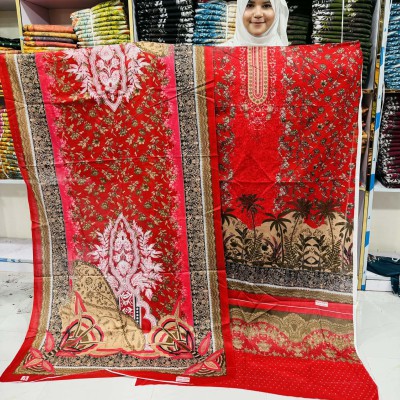 New Kashmiri 100% Cotton Three Piece for Women– Unstitched Dress