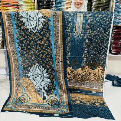 New Kashmiri 100% Cotton Three Piece for Women– Unstitched Dress