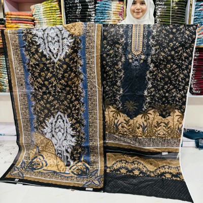 New Kashmiri 100% Cotton Three Piece for Women– Unstitched Dress