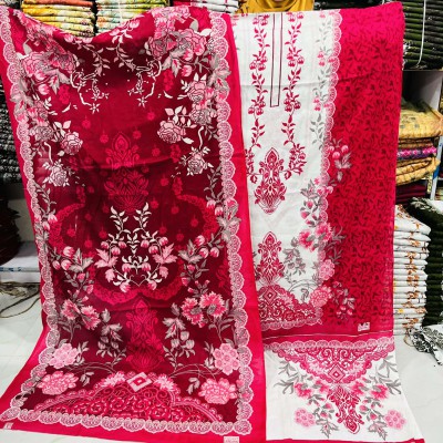 New Kashmiri 100% Cotton Three Piece for Women– Unstitched Dress