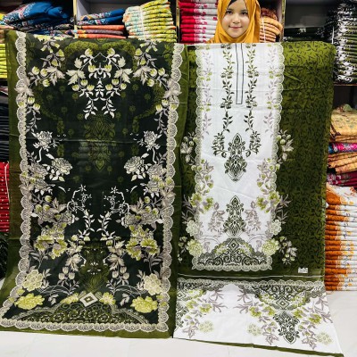 New Kashmiri 100% Cotton Three Piece for Women– Unstitched Dress