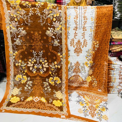 New Kashmiri 100% Cotton Three Piece for Women– Unstitched Dress