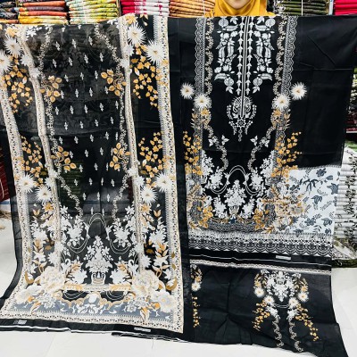 New Kashmiri 100% Cotton Three Piece for Women– Unstitched Dress