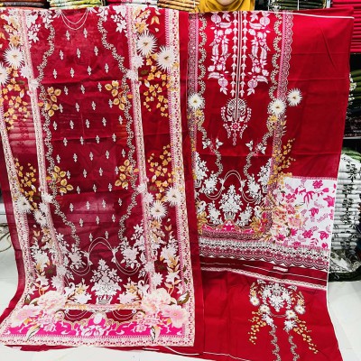 New Kashmiri 100% Cotton Three Piece for Women– Unstitched Dress