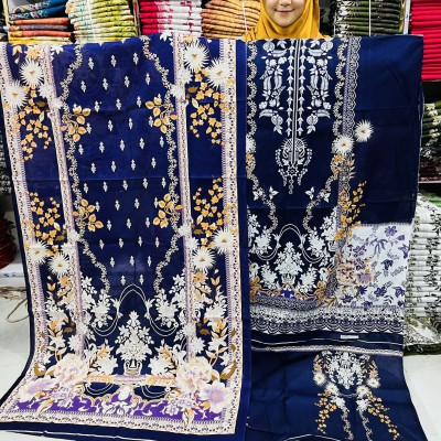 New Kashmiri 100% Cotton Three Piece for Women– Unstitched Dress